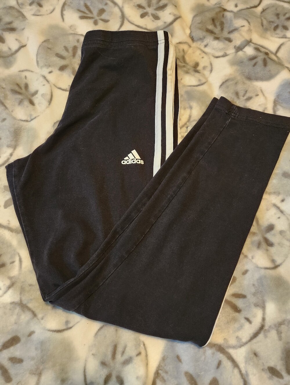 Womens Adidas Black Leggings with White Side Stripes